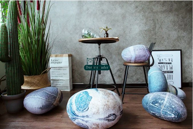 Dorimytrader 6pcs realistic cobblestone plush pillow soft stuffed stone shape sofa cushion home decoration plush toy DY61770 (44)