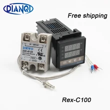 REX-C100 цифровой PID регулятор температуры Термостат SSR выход+ Max.40A SSR реле+ K термопары зонд