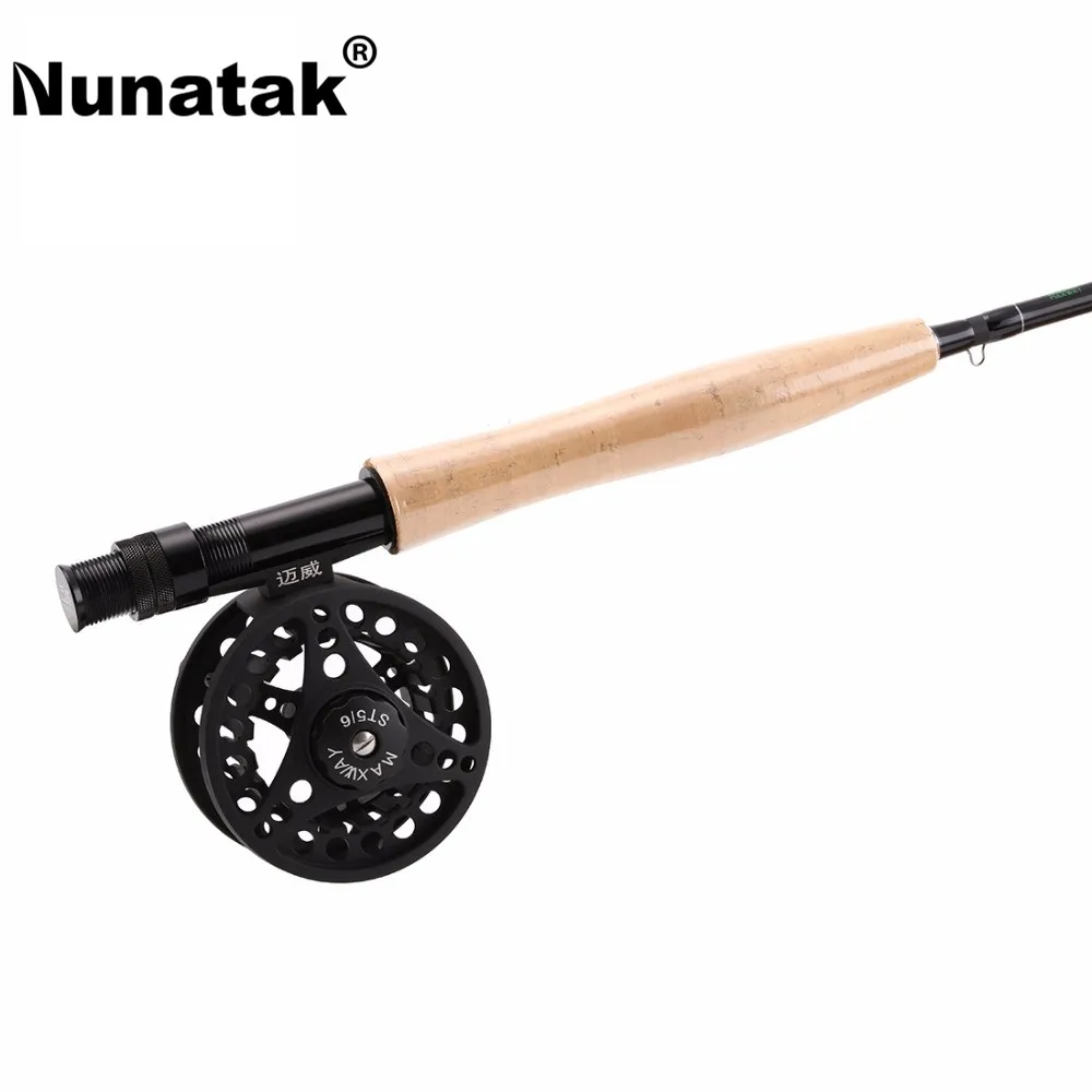 Nunatak maxway يطير رود كومبو أطقم 5/6 # تشمل عالية الكربون قضبان + الألومنيوم بكرة + مربع ذبابة إغراء + خط + ماء قضيب حقيبة