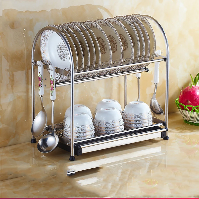 Stainless Steel 2 Layer Plate & Bowl Stand Kitchen Stand