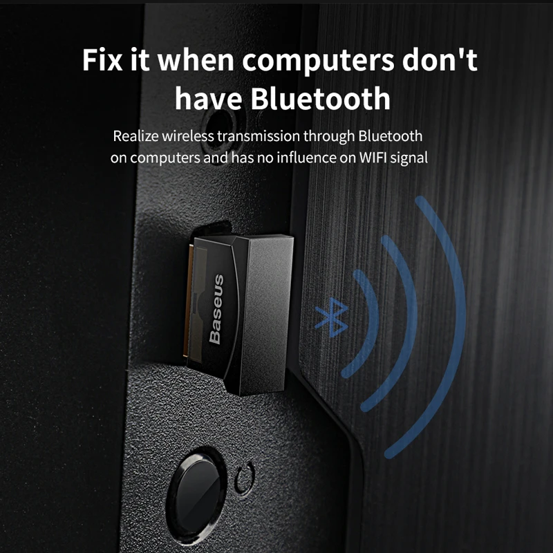 Baseus USB Bluetooth адаптер ключ для компьютера ПК PS4 мышь Aux аудио Bluetooth 4,0 4,2 5,0 музыкальный приемник с динамиком передатчик