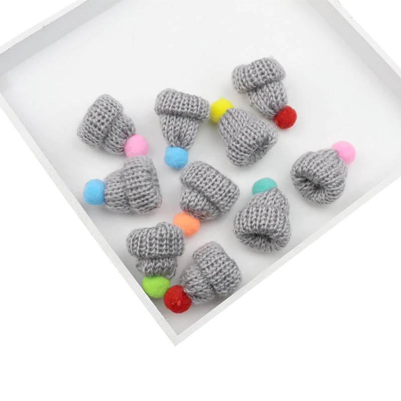 40Pcs Woolen Yarn Knitting Mini Hats DIY Craft Supplie Headwear Garment Doll Toys Decor Kids Scrapbooking Arts Cute Small Caps