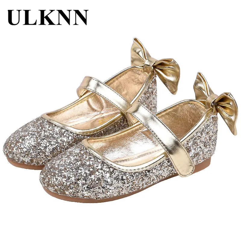 

ULKNN Flat Shoes For Girls Sandals Summer Kids Shoes Leather Glitter Party Children Sandals Shoes Girls Princess sandalias gold