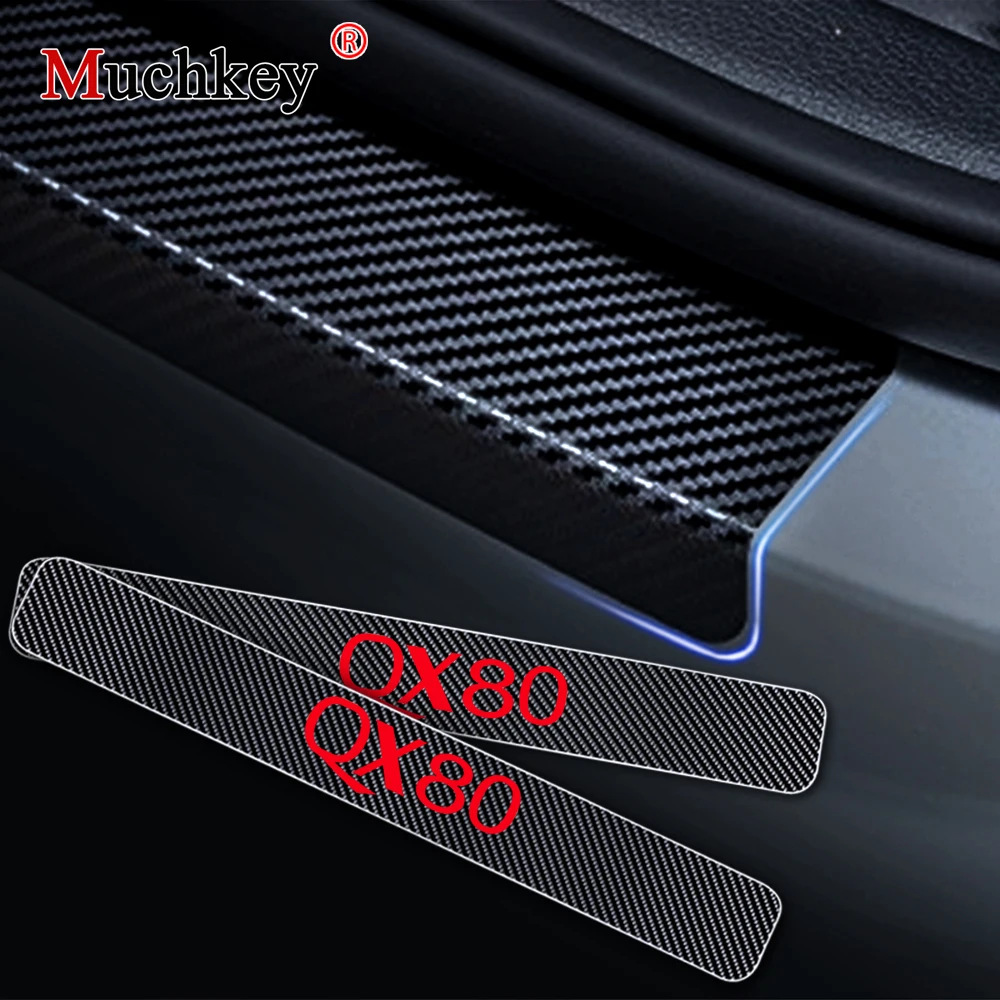 

Carbon Fiber Vinyl Sticker Car Door Sills Door Threshold For Infiniti QX80 Door Entry Guard Door Sill Scuff Plate 4Pcs Auto Part