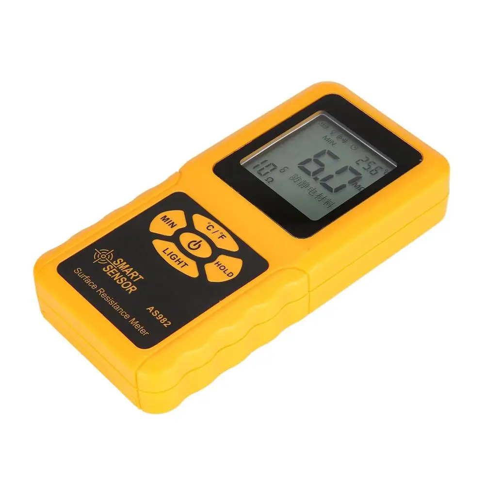 SMART SENSOR AS982 Portable surface resistance meter tester Handheld Earth Resistance Meter Data Holding function LCD display