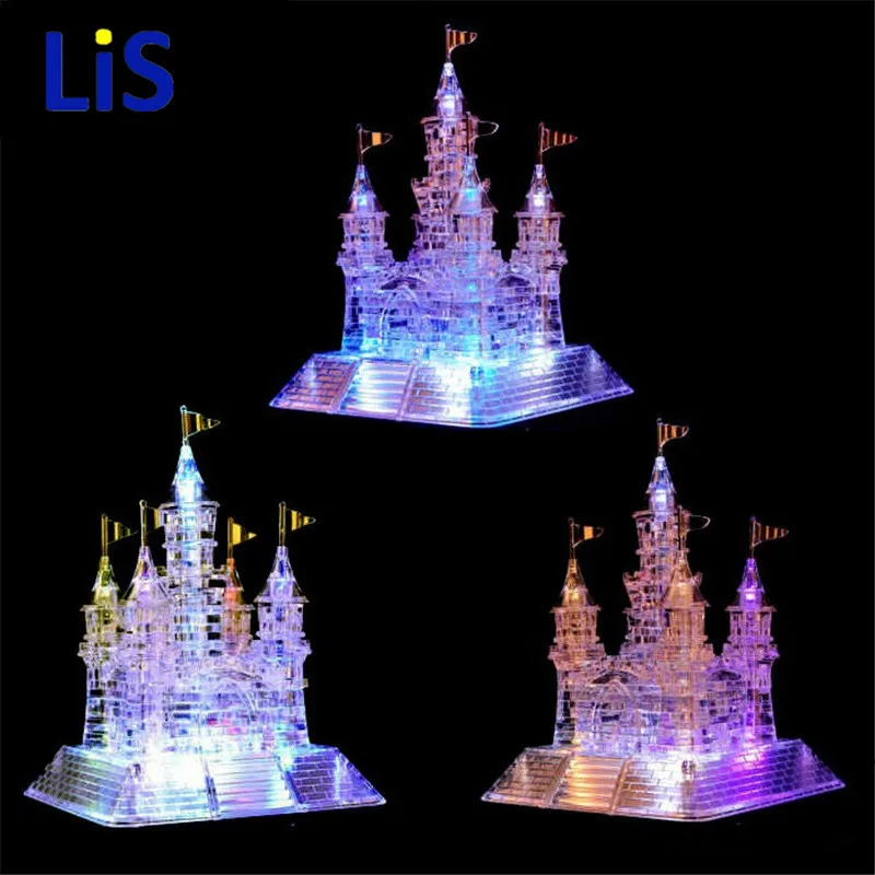 France font b Construction b font Eiffel Tower 3D Crystal Puzzle Model With Music Light DIY