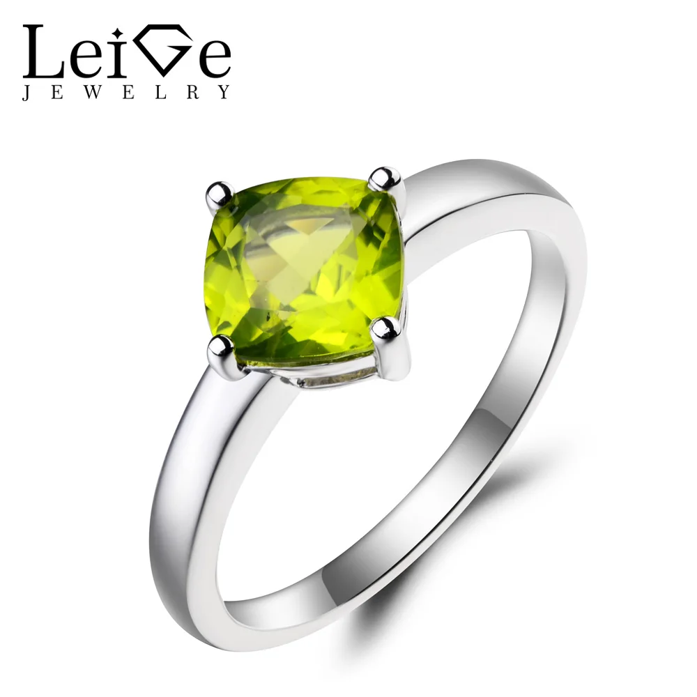 Лейдж ювелирные изделия естественной перидот кольцо Promise Ring August Birthstone Подушки Cut Зеленый Камень Твердые 925 стерлингового серебра для Для жен... Лейдж ювелирные изделия естественной перидот кольцо Promise Ring August Birthstone Подушки Cut Зеленый Камень Твердые 925 стерлингового серебра для Для жен...