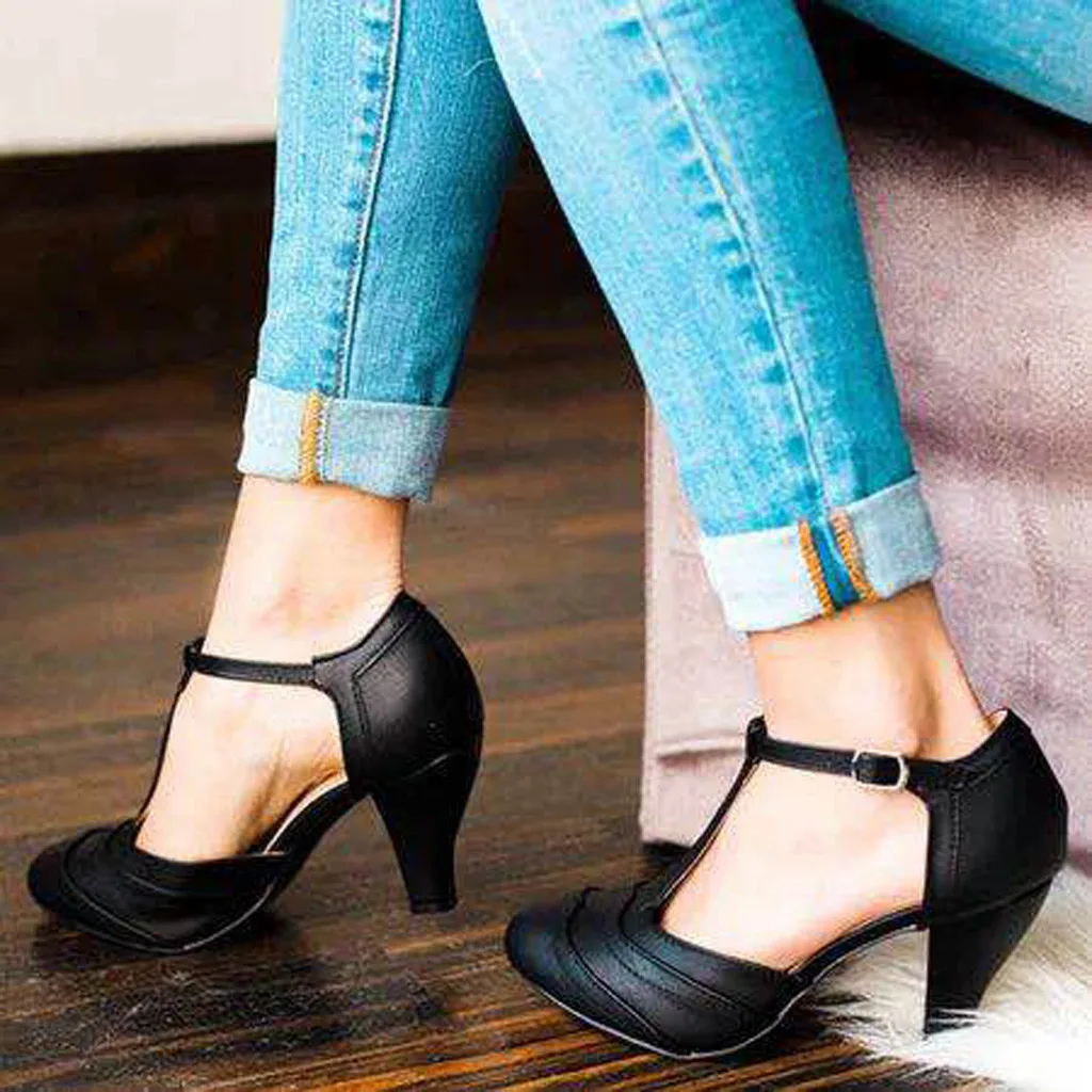 

Womens Sandals Shoes Summer Fashion Pumps Thick Heel T Type Straps Buckle Beach Shoes Roman Sandals Shoes Mujer Zapatos De Mujer