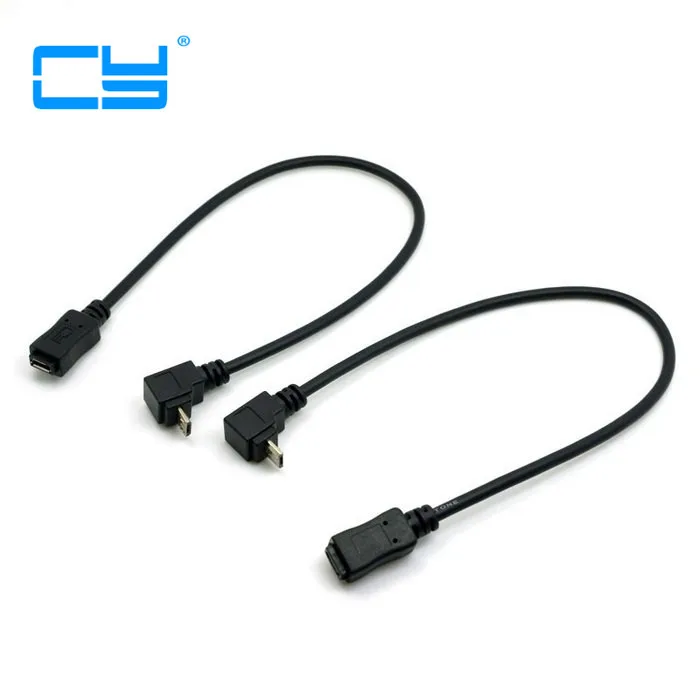 Вверх и вниз 90 градусов Угловой Micro USB 2 0 штекер-гнездо удлинитель полный