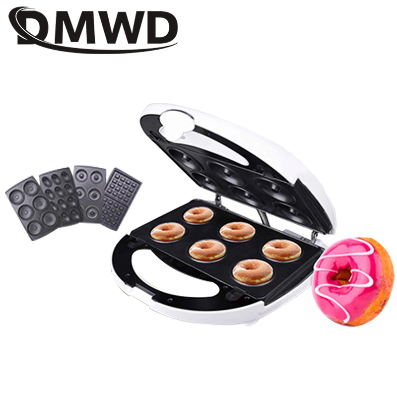 

DMWD Multifunction Electric Egg Waffle Maker Muffin Pancake Donut Walnut Cake Machine Iron Baking Pan 4 Changeable Plates EU US
