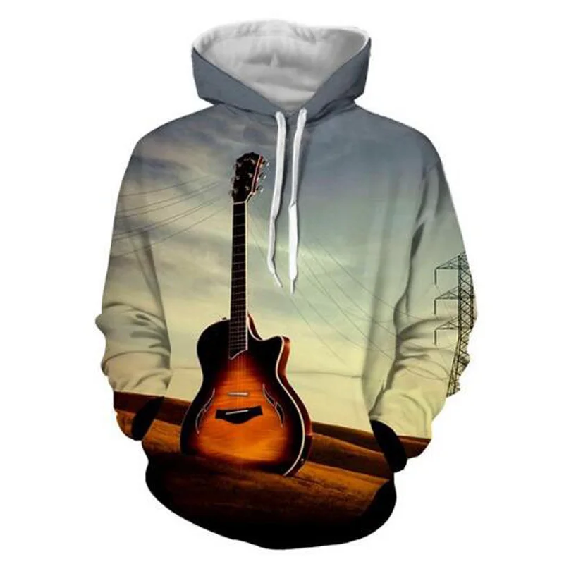 

Mens 3D Print Guitar Sweatshirt Hoodies Turn-down Collar Pullover Hipster Hoodies Alan Walker 2018 New Design Streetwear Hoody