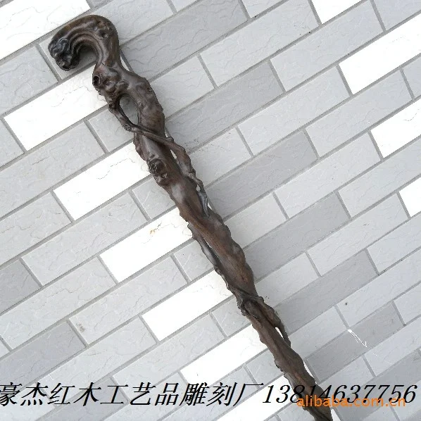 

Black wooden crutch Scepter African blackwood mahogany cane rosewood tree root 1.5 meters