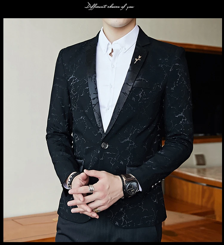 Luxury Party Prom Blazer Shinny Yarn Wine Red Blue Black Contrast Collar Dress Dinner Blazer Homme Slim Fit Suit Coat Jacket