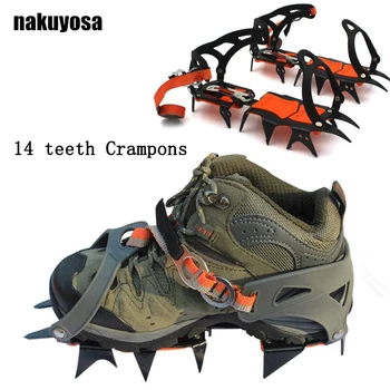 

14 teeth Crampons adjustable Manganese Steel Climbing Gear Anti-Skid Snow Ice Climbing Shoe Grippers Crampon Traction Device