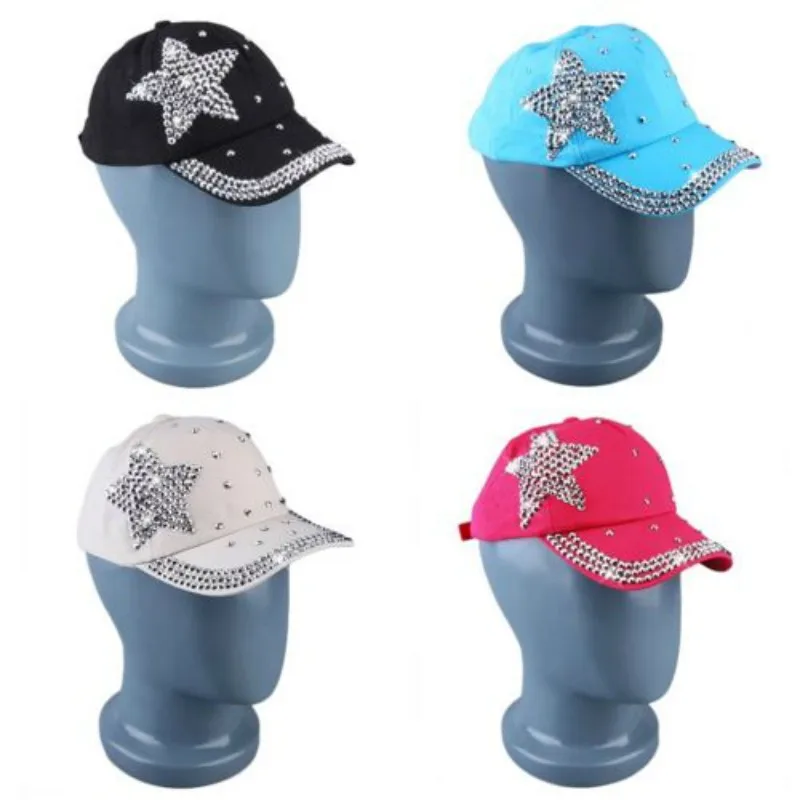 baby Unisex Shining Stars Simulate Diamond Casual kids Baseball Cap Trucker Hats Rhinestone Star Print Outdoor Snapback Hat Cap