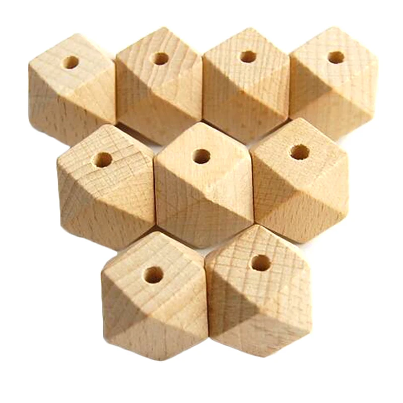 10pcs 10-18mm Wood Beads Spacer Loose Beads Unfinished Geometric Beads Jewelry for DIY Wooden Handmade Necklace&Bracelets
