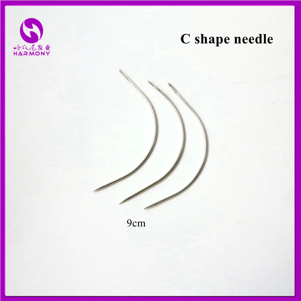 Free shipping 12pcs 9cm C type curved needles for hair weft /hair