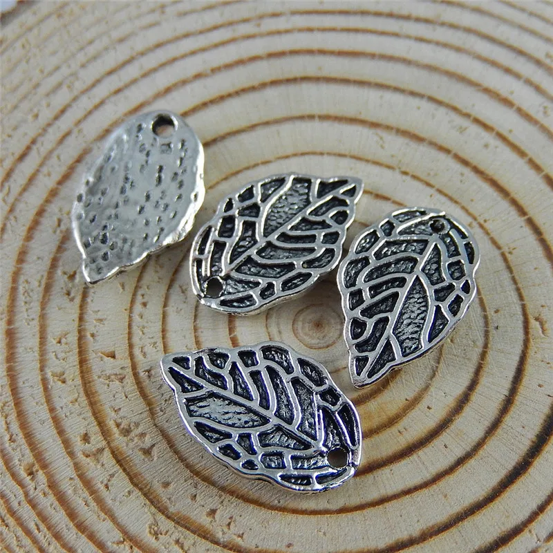 

(50pieces)Creative Antique Silver Tree Leaf Alloy Necklace Pendant Man Bracelet Charms 16*10mm Jewelry Accessories Crafts 52159