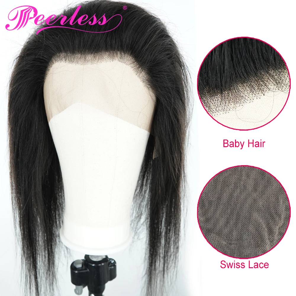 PEERLESS волосы бразильские remy прямые пучки с фронтальной 13*4 швейцарские кружева 100%
