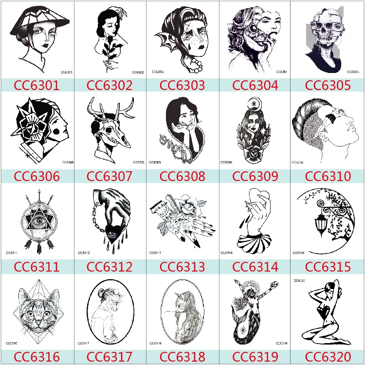 CC series-10pcs/лот водостойкая временная татуировка наклейка s мультяшная наклейка-тату мода искусство тела поддельные татуировки