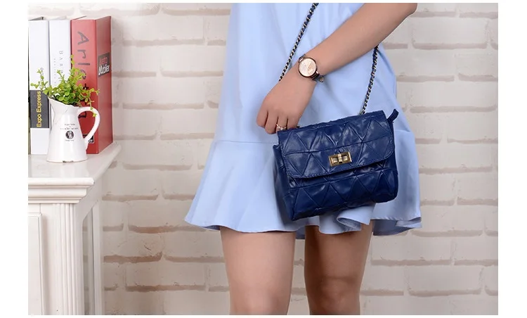 MJ Brand Genuine Leather Women Messenger Bag Patchwork Sheepskin Leather Shoulder Bags Women Crossbody Bag Ladies Chain Handbag (5)