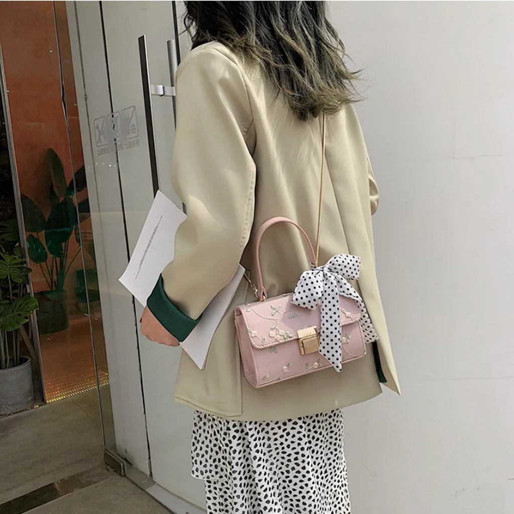 Aelicy летний Фея тканевая сумка корейской вышивки цепи Мода Пляжная Сумка Дамы чешские Стиль - Цвет: Pink