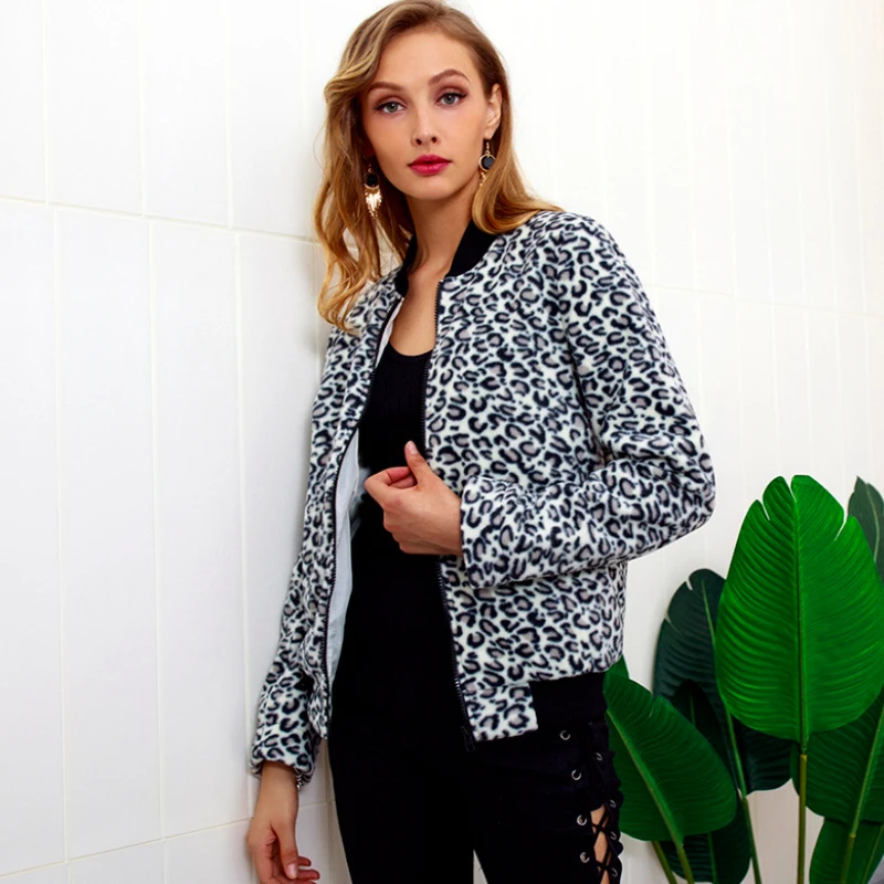 Jacket Women Basic Jacket Female Warm Coat Women Clothes Casual Feminino Coats Plus Size Jacket Outwear Leopard Zipper Jacket