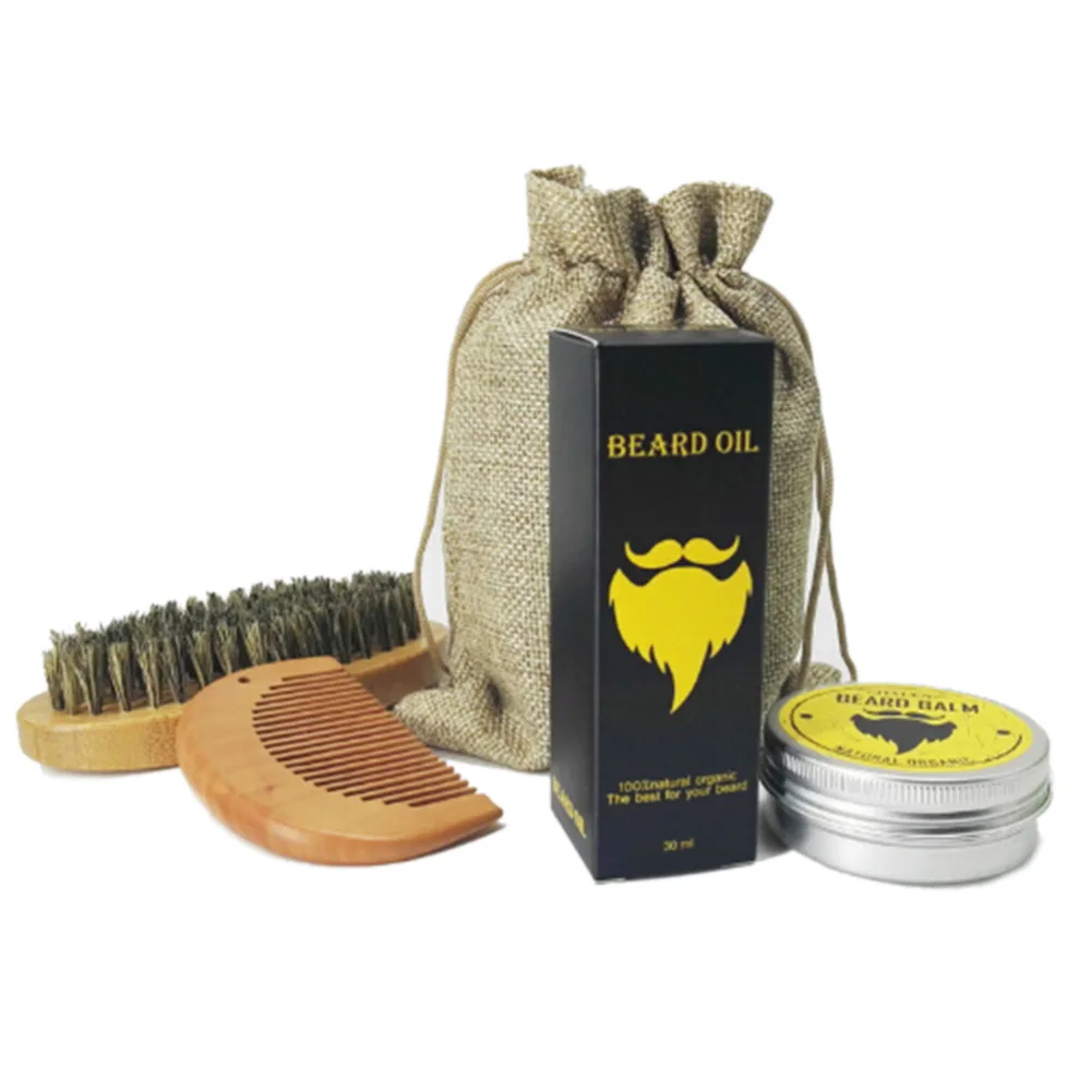 

GUJHUI Fashion 3pcs/set Men's Beard Oil Care Sets Beard Oil + Balm + Comb Kit Beaty Makeup Tools