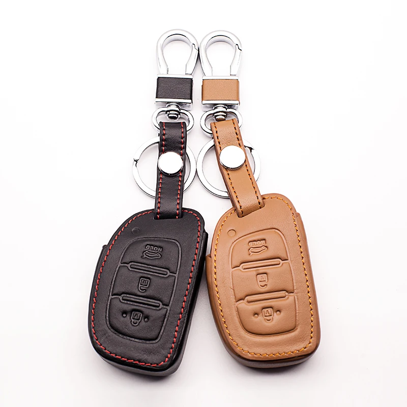 Leather car key cover for Hyundai i10 i20 i30 HB20 IX25 IX35 IX45