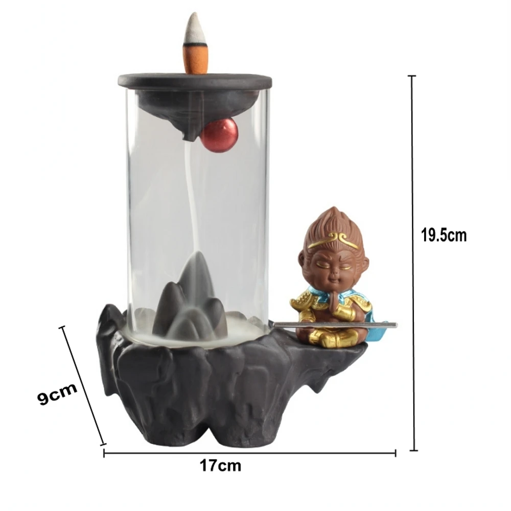Король обезьян Защита от солнца Укун керамика обратного благовония держатель ладан горелки акрил лобовое стекло крышка для дома стол Декор