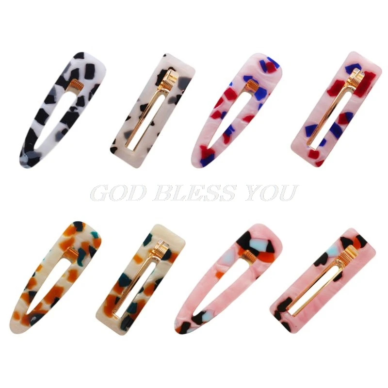 

Korean Retro Women Metal Alloy Side Bangs Duckbill Hair Clip Colorful Leopard Acetate Water Drop Hairpins DIY Styling Barrettes