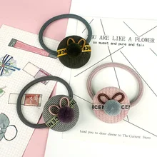 1 шт. веревка для волос для девочек ткань красивые деревянные буквы волосы мяч уши кролика волосы кольцо аксессуары для волос, резинки G0409