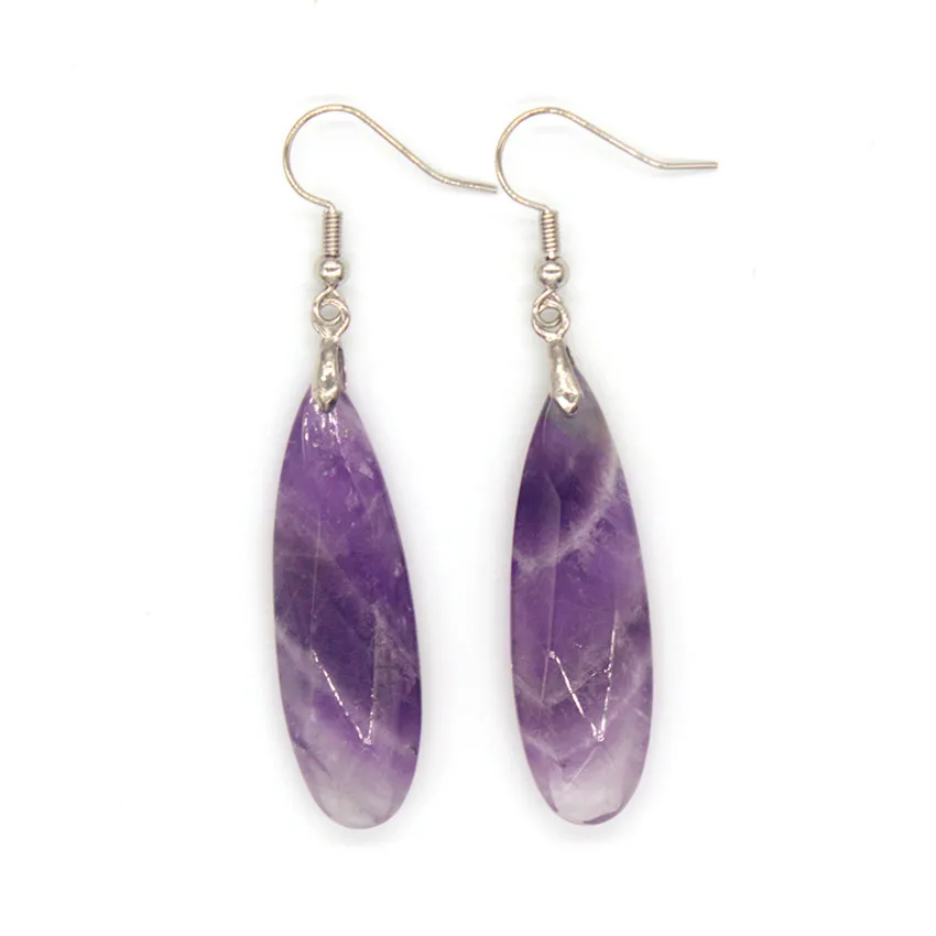 Pendientes colgantes de amatistas naturales para mujer, aretes largos