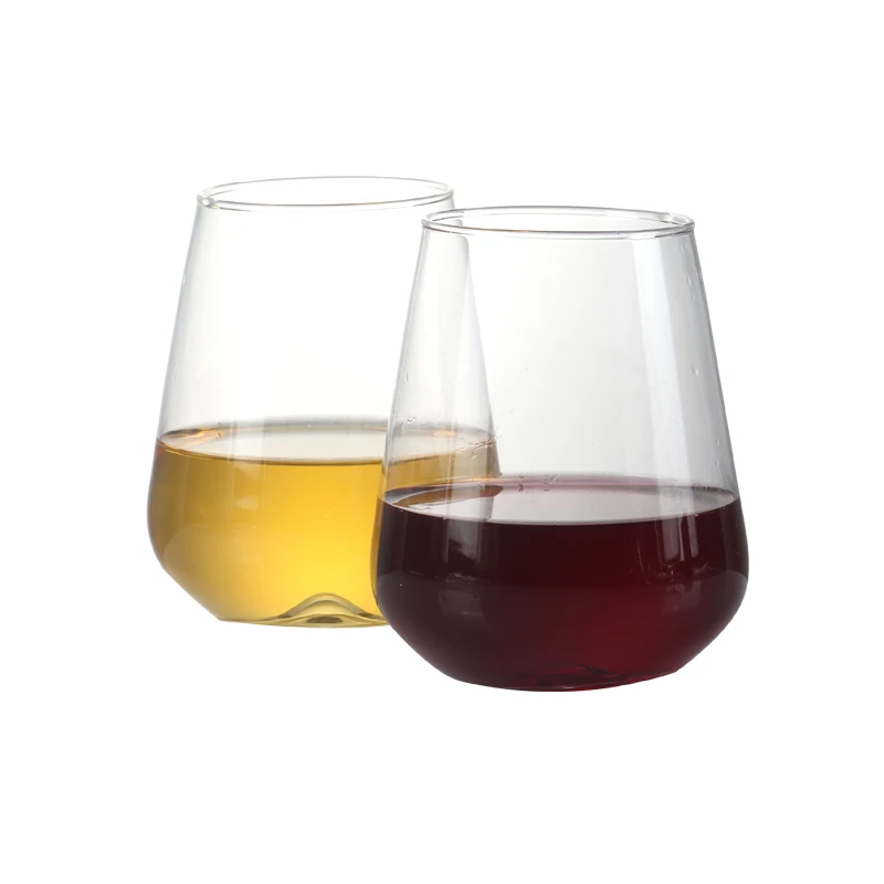 Set of 4  17 ounce stemless wine glasses lead free glass for White Or Red  wine whiskey daily use wine glass set 500ml