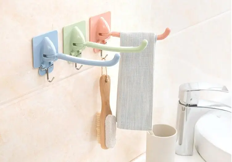 

1PC Multipurpose Suction Hooks Hanging Seamless Sticker Wall Door Clothes Hanger Kitchen Bathroom Towel Storage Rack OK 0816