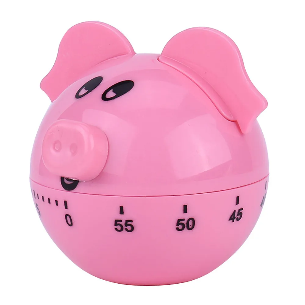 

60 Minute Cute Pink Pig Mechanical Timer Game Count Down Counter Alarm Kitchen Cooking Count Up Countdown Alarm High Quality