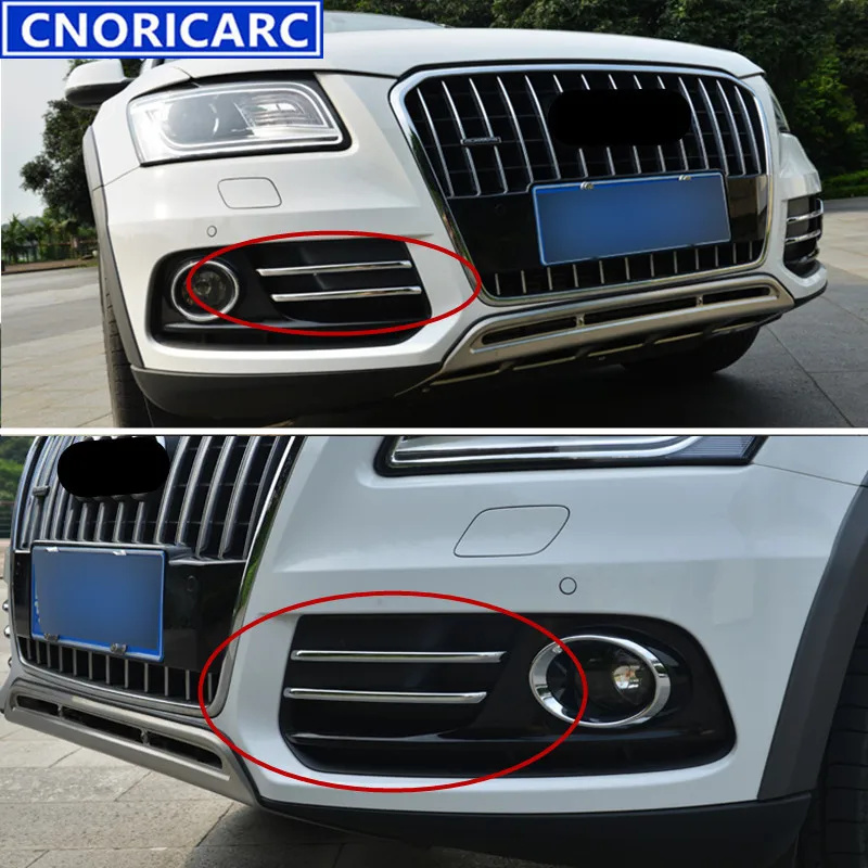 CNORICARC Хромированная передняя противотуманная фара, декоративный светильник для Audi Q5 2013-, внешние аксессуары, покрытие автомобиля, накладка, полоска с блестками