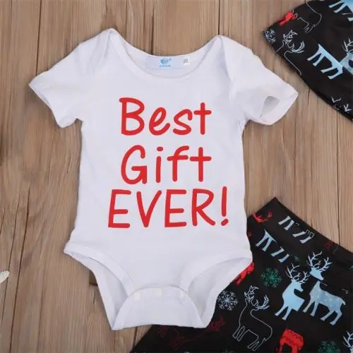 3 шт. детский хлопковый костюм с коротким рукавом принтом оленя|baby girl clothes|infant baby