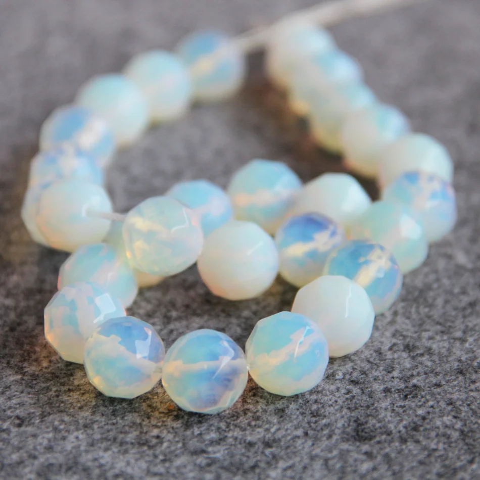 opal 14mm Imitation Sri Lanka Moonstone Faceted Loose beads Manual DIY Girl Women Jewelry making design wholesale 15'' 2pc/lot |