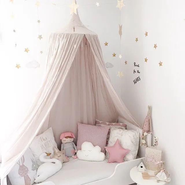 Round Crib Part - 29: 240cm Baby Room Decoration Home Bed Curtain Round Crib Netting Baby Tent Cotton Hung Dome Baby