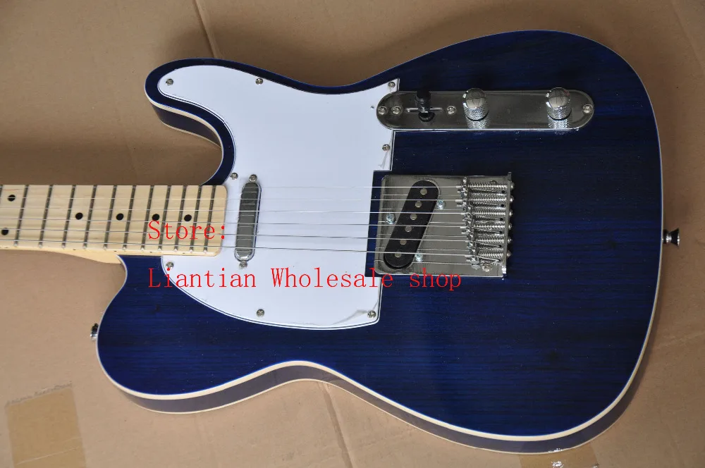 

Free shipping TOP Quality Maple fingerboard F TELE blue electric Guitar -G