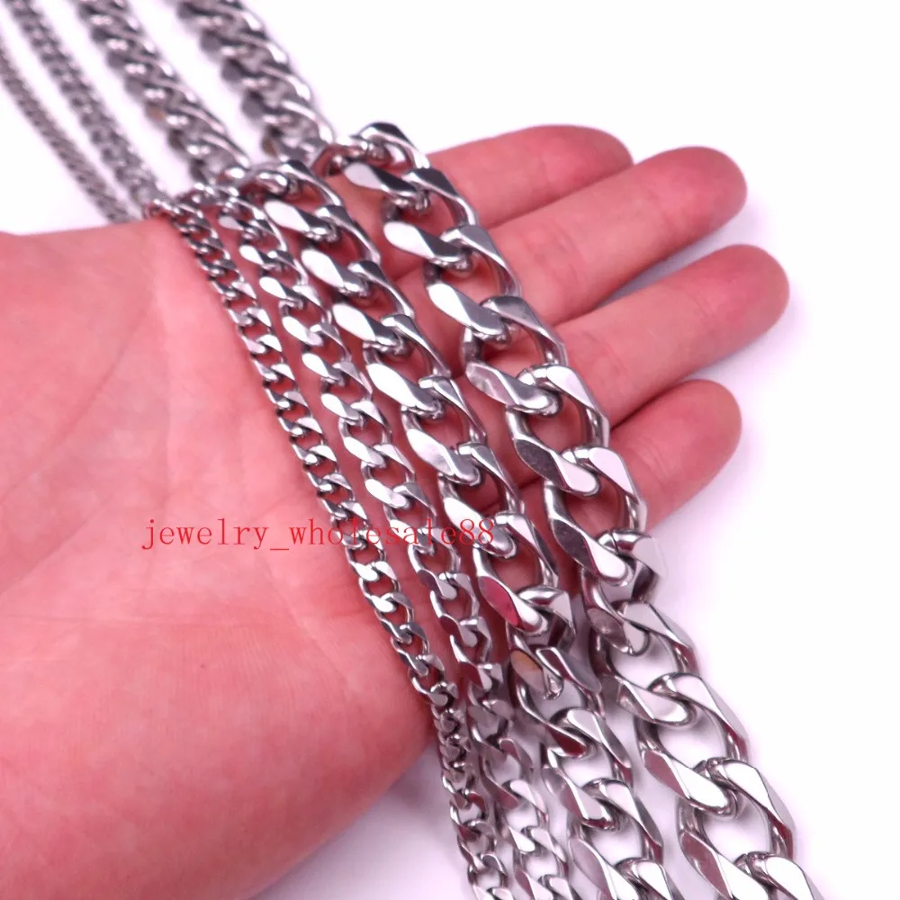 

GNAYY Lot 2meter in bulk 5mm/8mm/13mm Stainless Steel Curb cuban Chain Cool Fashion jewelry finding Marking Chain DIY