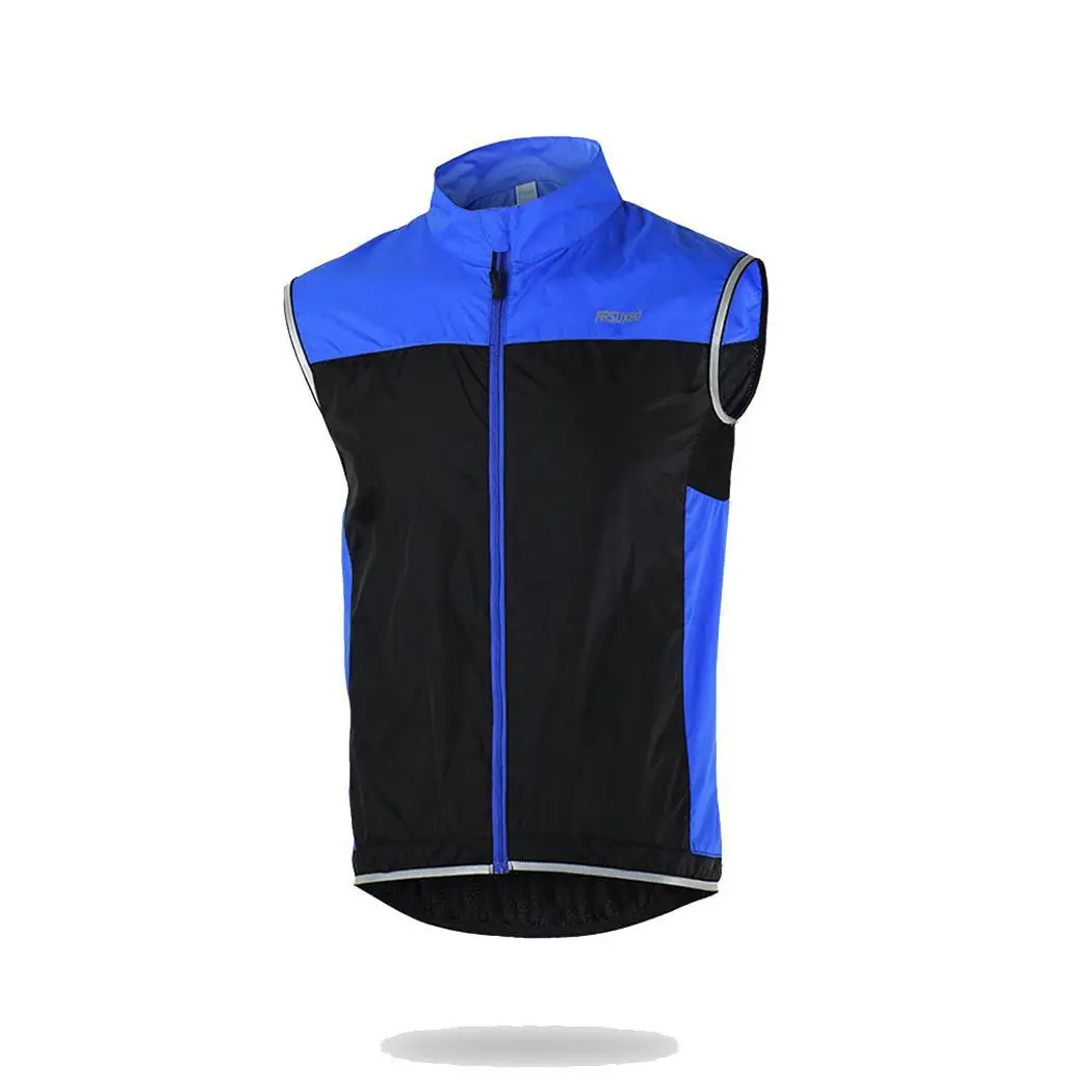 

Men Stand Collar Sleeveless Contrast Color Stretchy Windproof Fashion All Seasons Cycling Zipper Regular Vest