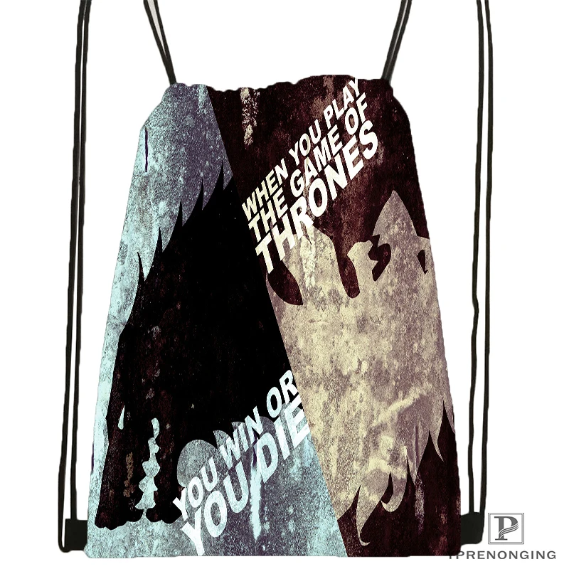 Custom Game of Thrones Stark походная сумка на шнурке Cute Daypack Kids Satchel(черная спина) 31x40 cm#180531-03-45