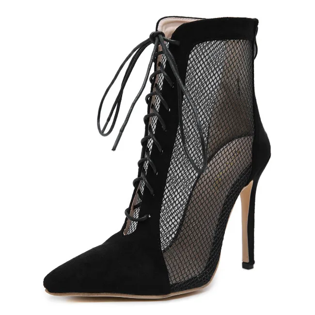 Boussac/пикантные туфли на высоком каблуке с острым носком женские туфли-лодочки со шнуровкой и перекрестной шнуровкой черные вечерние туфли на шнуровке женская обувь, SWB0226 - Цвет: black