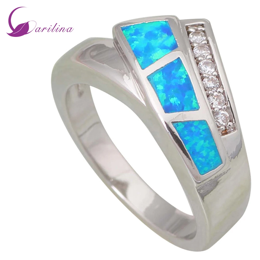 

Fina Jewelry 2015 New Statement engagement ring for women Blue Fire Opal 925 sterling Silver Filled Bridal ring R436