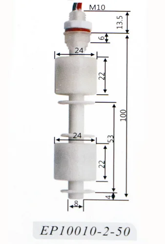 ZP10010-2-50, 5 шт., M10* 100 мм, 100 в, 220 В, поплавковый выключатель, мини-тип, Poly Propy, датчик уровня жидкости, нормальное закрытие, NC