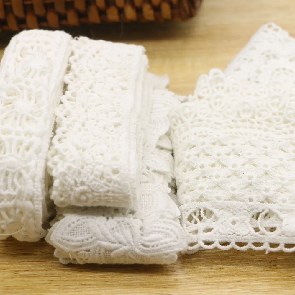 

5 yards 3-7 cm mixed style white cotton lace fabric lace accessories