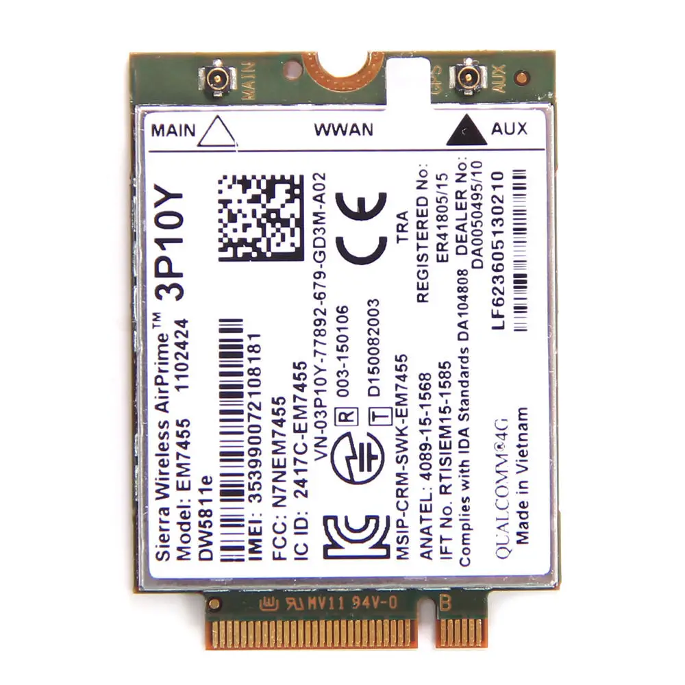 Qualcomm 4G LTE модуль WWAN карта Gobi6000 для Sierra беспроводной EM7455 DW5811e 3P10Y NGFF HSDPA/UMTS/HSPA + GPRS/EDGE