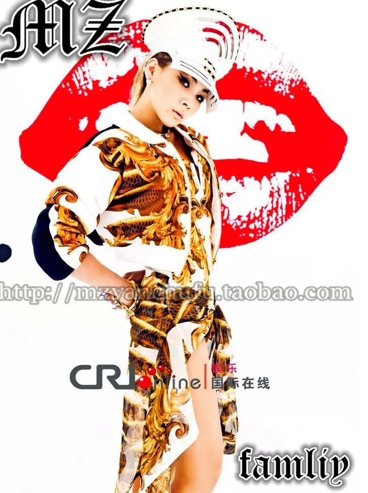 Женский Бренд DJ singer 2ne1 CL «bad girl» MV рубашка с белым золотом костюмы одежда(пальто+ сиамское детское платье с пышной юбкой)/S-L
